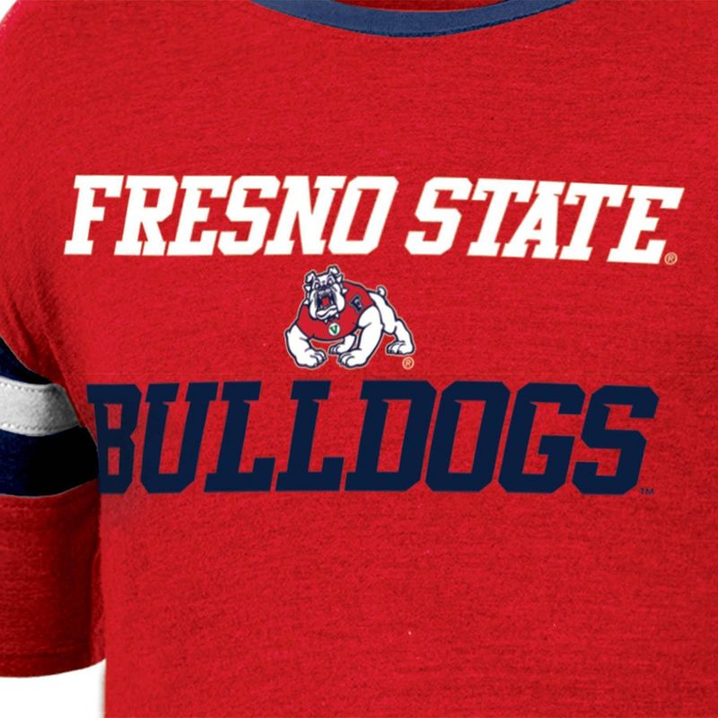 NCAA Fresno State Bulldogs Girls&#39; Short Sleeve Striped Shirt, 3 of 4