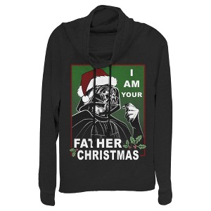 Juniors Womens Star Wars Christmas Vader I Am Your Father Cowl Neck Sweatshirt - 1 of 3