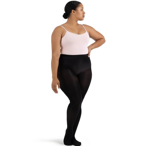 Capezio Black Women's Ultra Hold Plus Size Footed Tight, 1x : Target