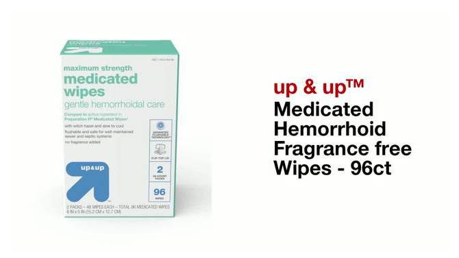 Medicated Hemorrhoid Fragrance free Wipes - 96ct - up &#38; up&#8482;, 2 of 9, play video