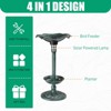 phiestina Outdoor Solar Lighted Pedestal Bird Bath Fountain Decoration with Planter and Feeder, Green - 4 of 4
