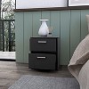 Okak 2-Drawer Bedside Table with Metal Handles, Nightstand with Easy-Pull Drawers for Small Spaces, Modern Farmhouse Bedroom Accent, Black - 2 of 4