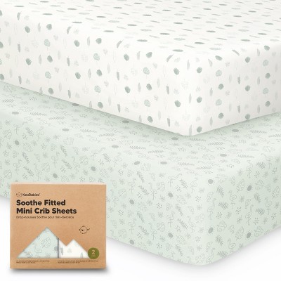 KeaBabies Mini Crib Sheets for Baby Girls, Boys, 2-Pack Soothe Pack and Play Sheets Fitted, Organic Pack N Play Mattress Sheet