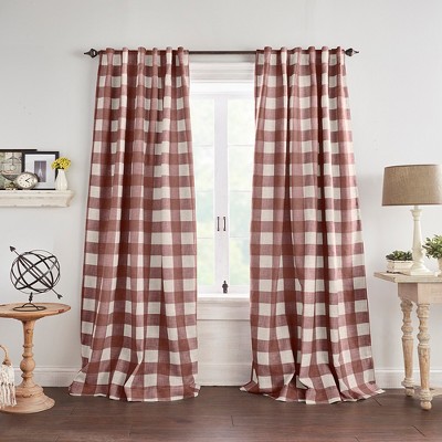 Grainger Buffalo Check Lined Room Darkening Window Curtain Panel - Elrene Home Fashions
