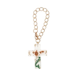Unique Bargains Dried Flower Cross Water Cup Pendant Orange 1 Pc - 1 of 4