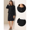 INSPIRE CHIC Women's Office Suit Tweed Peplum Collarless Button Down Blazer and Midi Skirt Sets 2 Pcs - 2 of 4