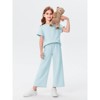Mocamel Girl's Sports Simple Texture Casual Round Neck Short Sleeves and Loose Pant 2 piece Set - 2 of 4