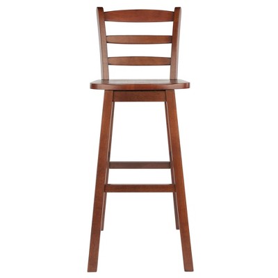 Winsome Scalera 16" Walnut Swivel Ladder Back Barstool