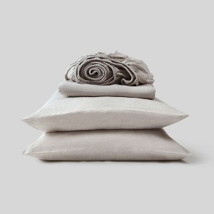Fabdreams 100% Organic Linen 3-Piece Sheet Set- Stonewashed Finish - 1 of 4