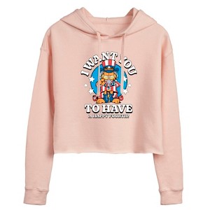 Women's - Garfield - Want You To Have A Happy Fourth Cropped Graphic Hoodie - 1 of 3