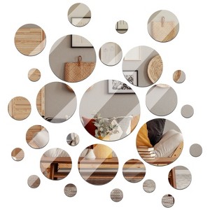Aoibox Frameless Round Wall Mirrors with Acrylic Adhesive for Home Decor, Craft Projects, Bedroom, Bathroom, and Various DIY Applications (28 Pieces) - 1 of 4