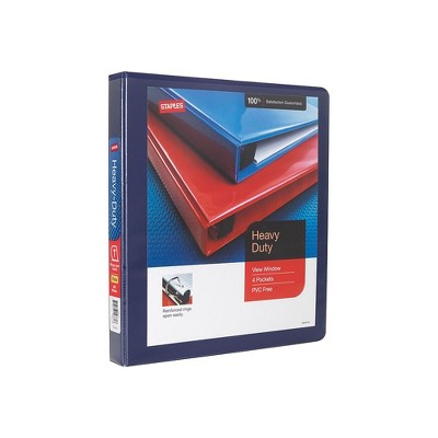 Staples Heavy Duty 1" 3-Ring View Binder Blue (24665) 82700