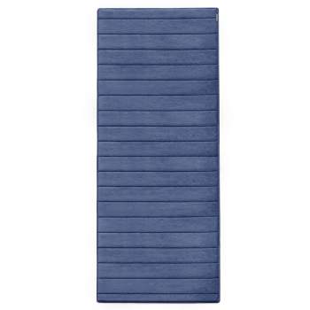 24"x58" MICRODRY Ultra Absorbent CoreTex Quilted Memory Foam Bath Mat/Runner with Skid Resistant Base Blue