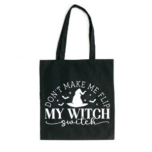 City Creek Prints Witch Switch Canvas Tote Bag - 15x16 - Black - 1 of 2
