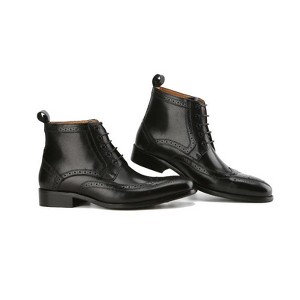 Gino Vitale | Men's Handcrafted Genuine Leather Lace-Up Brogue Dress Boot - 1 of 3