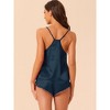 cheibear Women's Satin Sliky Sleeveless Cami Back Sleepwear with Shorts Lounge Pajamas Set - 3 of 4