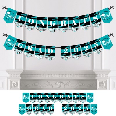 Big Dot of Happiness Teal Graduation Bunting Banner - Party Decorations - Congrats Grad 2025
