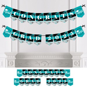 Big Dot of Happiness Teal Graduation Bunting Banner - Party Decorations - Congrats Grad 2025 - 1 of 4
