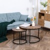 HOMCOM Round Nesting Tables Set of 2, Stacking Coffee Table Set with Metal Frame for Living Room, Rustic Brown - 2 of 4