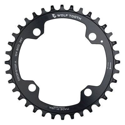 Wolf Tooth Drop Stop A Chainrings 36t 104 BCD 9/10/11/12-Speed 60g Aluminum Blk