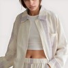 Anna-Kaci Lounge Women's Striped Woven Pajama Set with Collared Long Sleeve Top and Cuffed Wide Leg Pants - 3 of 4