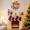 Pre Lit Christmas for Front Door, 24 In Christmas Wreath with Ball Ornaments, Berries for Door Wall Window Fireplace, Indoor Outdoor Xmas Decor - 2 of 4