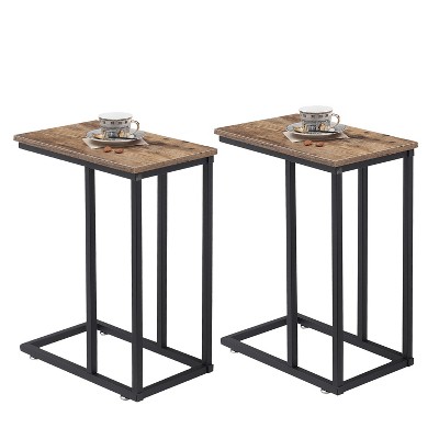 VECELO C-Shaped End Side Table for Sofa/Couch, Snack TV Tray for Living Room or Bedroom