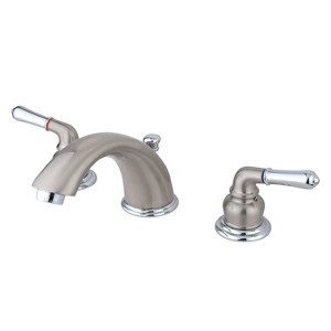 Widespread Two-Tone Bathroom Faucet Chrome/Satin Nickel - Kingston Brass: 8" Sink Mounted, Double Handle, 2.2 GPM - 1 of 3
