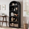 5-Shelf Arched Bookcase, 71.65" Tall Farmhouse Wooden Bookshelf for Home Office & Living Room, Wide Display Storage Rack - 4 of 4