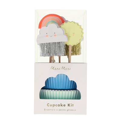 Meri Meri - Happy Weather Cupcake Kit - Baking Cups - 24 cupcake liners with toppers