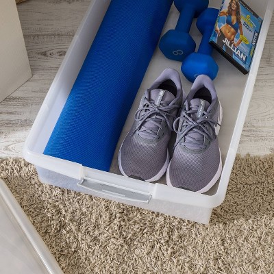 Clear 40qt Stackable Plastic Underbed Storage Box with Lid