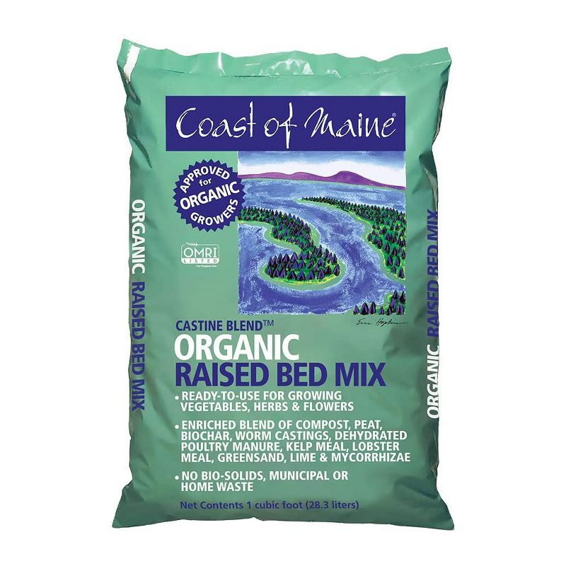 Coast of Maine Castine Blend Organic Raised Bed and Planters Box Soil Mix with All Natural Ingredients for Vegetables, Herbs, and Flowers, 1 Cu foot, 1 of 6