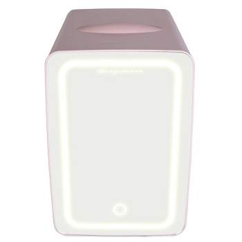 Paris Hilton Mini Refrigerator and Personal Beauty Fridge, Mirrored Door  with Light, 4 Liter, Pink