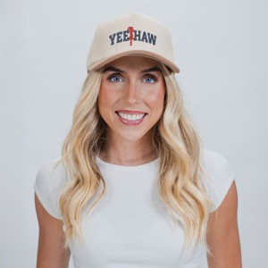 3D Puff Embroidered Yee Haw Cowgirl - Women's Corduroy Trucker Hat - 1 of 3