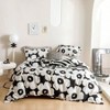 Floral Duvet Cover Queen 100 Cotton Black White Flower 3pcs Set with Zipper Ties Cute Botanical Patterned Bedding - 2 of 4
