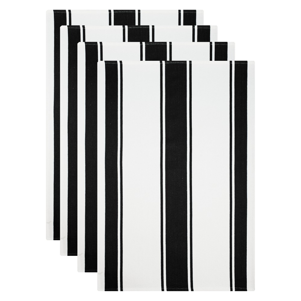 Photos - Towel 4pk Kitchen  White/Black - MU Kitchen