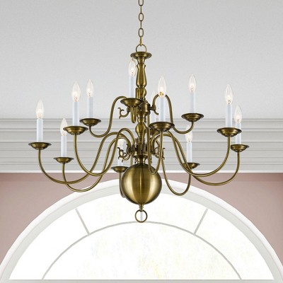 Antique Brass 12-Light Traditional Candle Chandelier