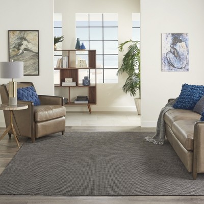 Charcoal Rectangular 7' x 10' Easy-Care Synthetic Area Rug