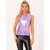 INSPIRE CHIC Women's Party Shiny Sleeveless Keyhole Back Club Metallic Tank Top - 3 of 4