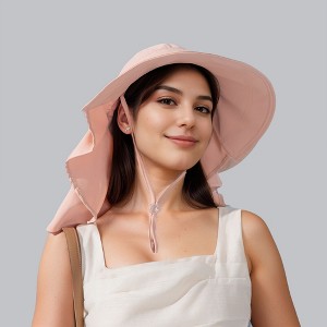 Anna-Kaci Womens Wide Brim Sun Hat UV Protection Flap Design with Back Bow Detail and Adjustable Chin Strap - 1 of 4