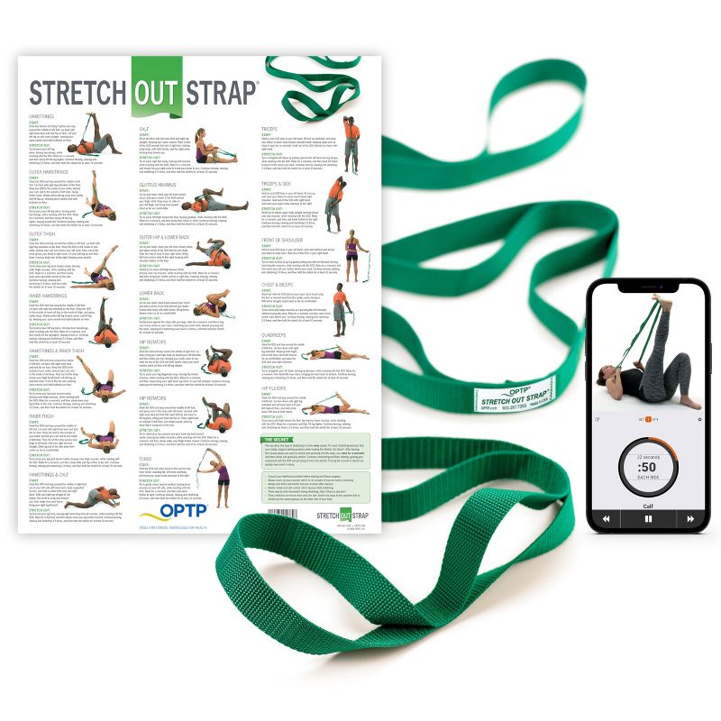 The Original Stretch Out Strap with Exercise Poster, USA Made Stretch Out Straps for Physical Therapy, Yoga Stretching Strap or Knee Therapy Strap by, 1 of 11