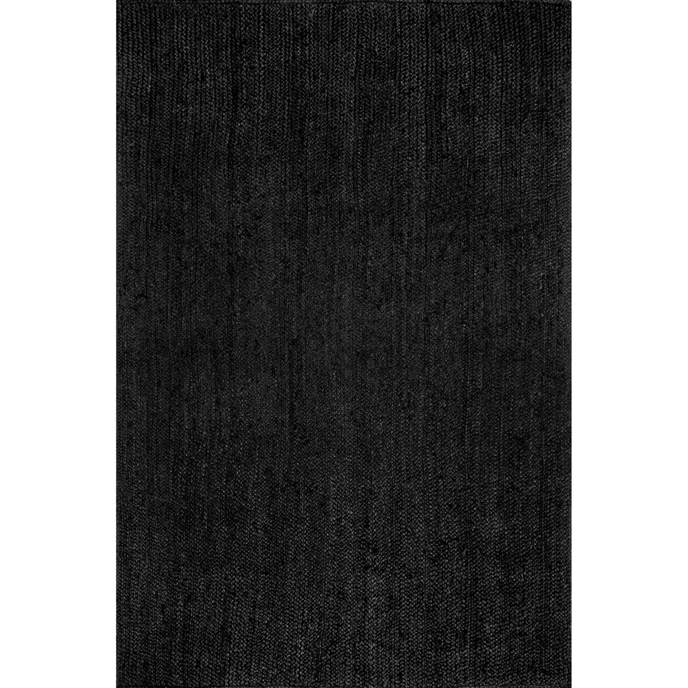 8'x10' Hand Woven Rigo Jute Area Rug Black - nuLOOM