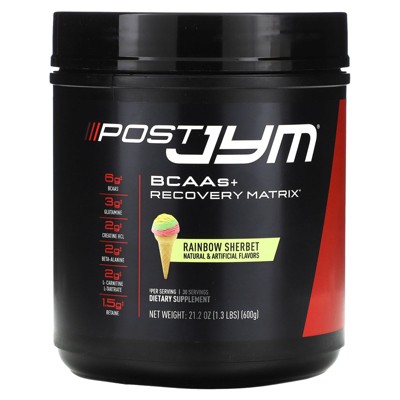 JYM Supplement Science Post JYM, BCAAs + Recovery Matrix, Rainbow Sherbet, 1.3 lbs (600 g)
