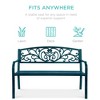 Best Choice Products Outdoor Steel Bench Garden Patio Porch Furniture w/ Floral Design Backrest - 3 of 4