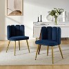 Set of 2 Barbara Contemparary Velvet Vanity Stool For Makeup Room, Moden Accent Side Chairs For Living Room With Shell Back And Golden Metal Legs| ARTFUL LIVING DESIGN - 2 of 4