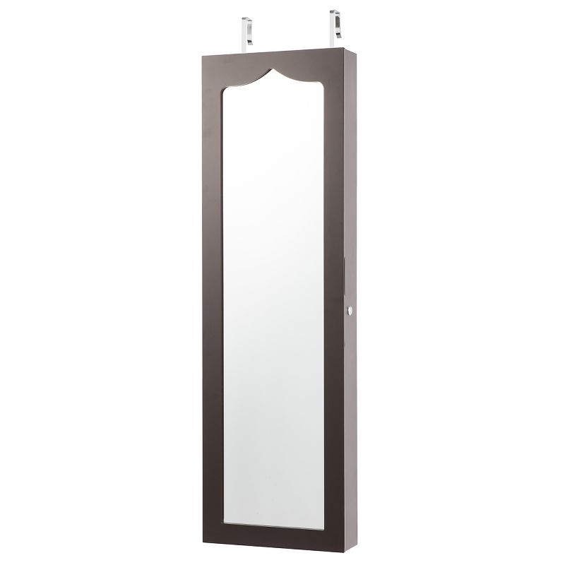 Tangkula Wall/Door Mounted Jewelry Armoire w/Mirror & LED Lights Brown/White, 1 of 10