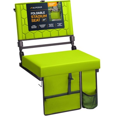 Folding Reclining Stadium Seat with Multiple Pockets, Anti-Slip Bottom, Bleacher Hooks, Adjustable Height