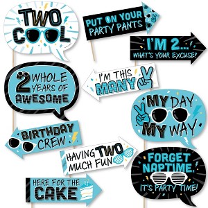 Big Dot of Happiness Funny Two Cool - Boy - Blue 2nd Birthday Party Photo Booth Props Kit - 10 Piece - 1 of 4