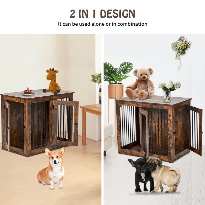 Large Dog Crate Furniture, 71inches Dog Kennel and House, Wooden Dog Crate Furniture with Two-Room for Large Dogs, 4 of 8
