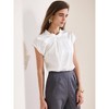 INSPIRE CHIC Women's Satin Cap Sleeve Pleated Neck Casual Office Blouse - 2 of 4